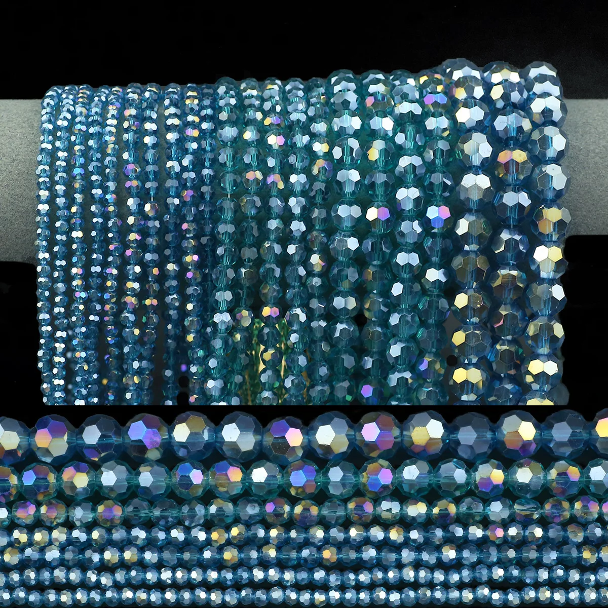 Австрийские хрустальные шары круглые лазурно-синий цвет AB Бусины свободные