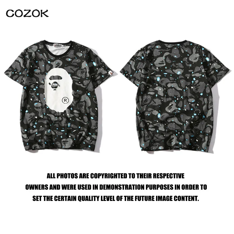 

Luminous starry sky short sleeve Bape Printed Bottoming Shirt Luminous Starry Camouflage Cotton Short-sleeved T-shirt