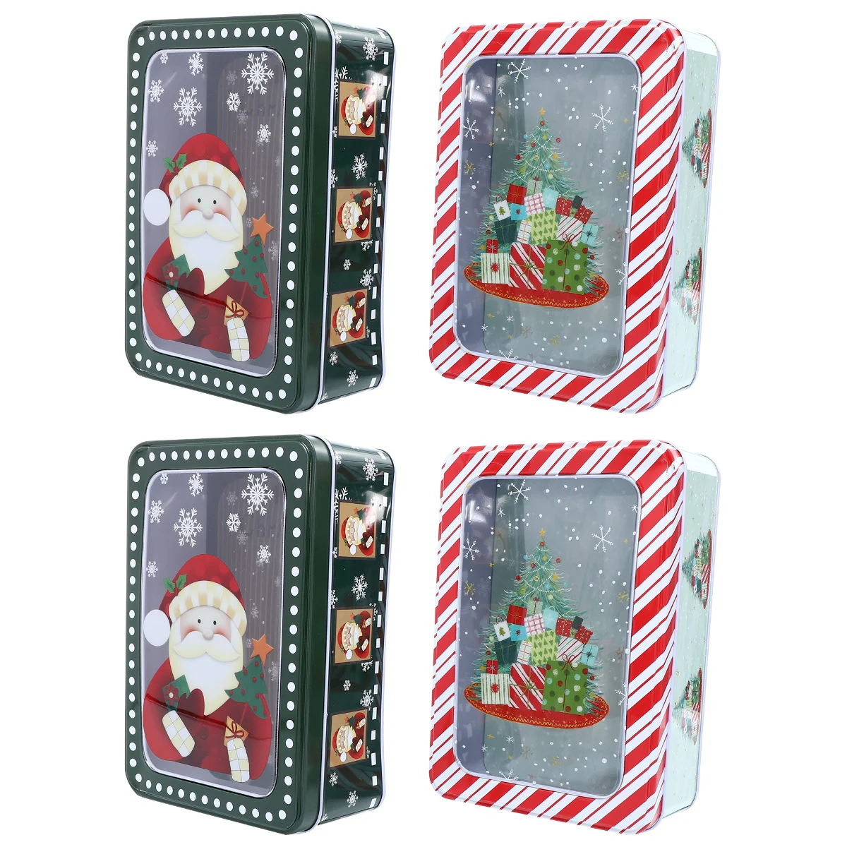 

Christmas Tin Gift Box Cookie Candy Holiday Boxes Window Tinplate Canmetal Tins Goodie Lidscases Cans Lid Traysnowman Biscuit