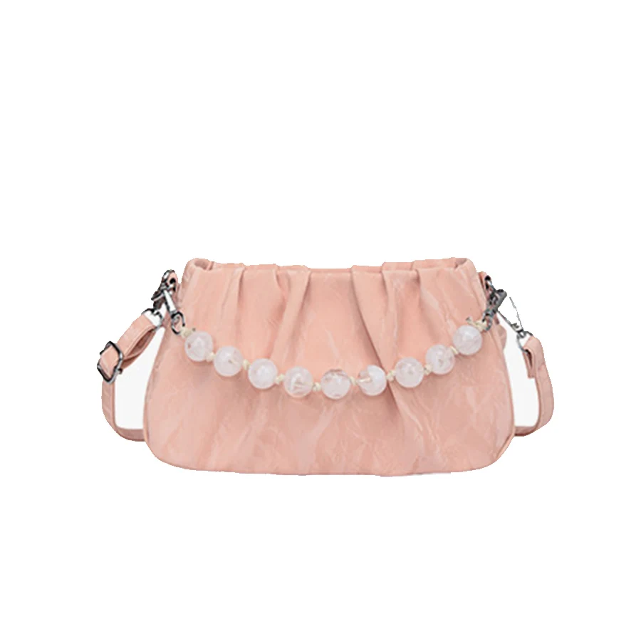 Сумка женская мягкая плиссированная на плечо саквояж большой вместимости с