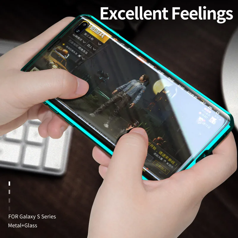 Double Side Tempered Glass 360 Case For Samsung Galaxy Note 20 Ultra F62 M62 S9+ S21Plus A71 Magnetic Metal Frame