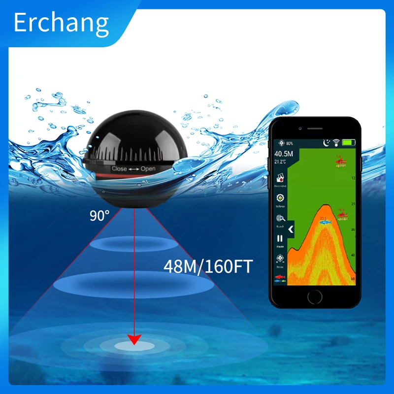 

Erchang XA02 Portable Sonar Fish Finder Bluetooth Wireless Depth Sea Lake Fish Detect Echo Sounder Sener Fish Finder IOS Android