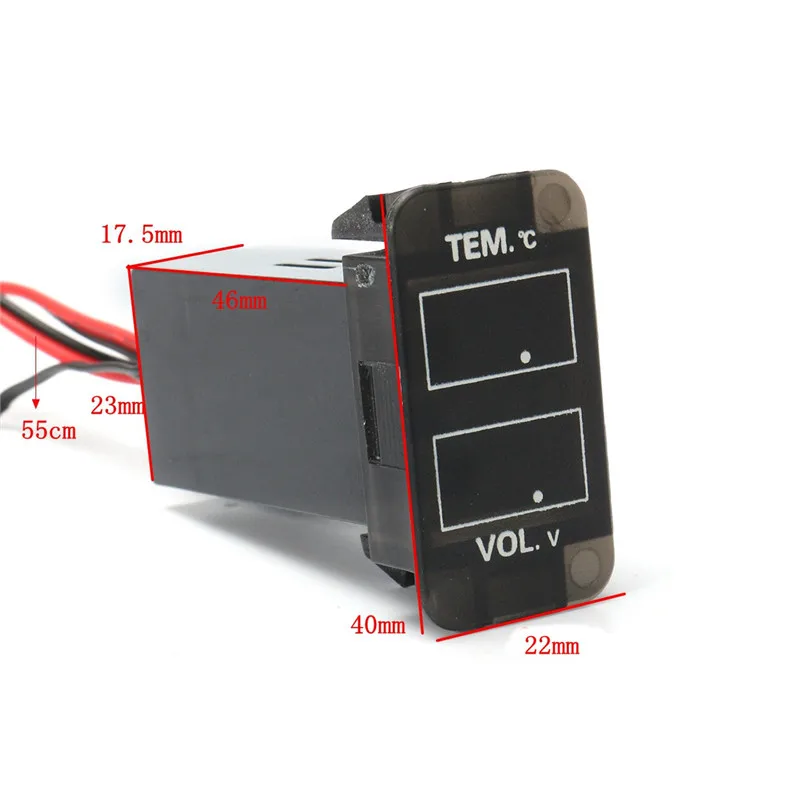 0~30V LED Digital Voltmeter Temperature Gauge 2 in 1 Voltage Temp Meter Red Blue LED Dual Display Black For Car images - 6