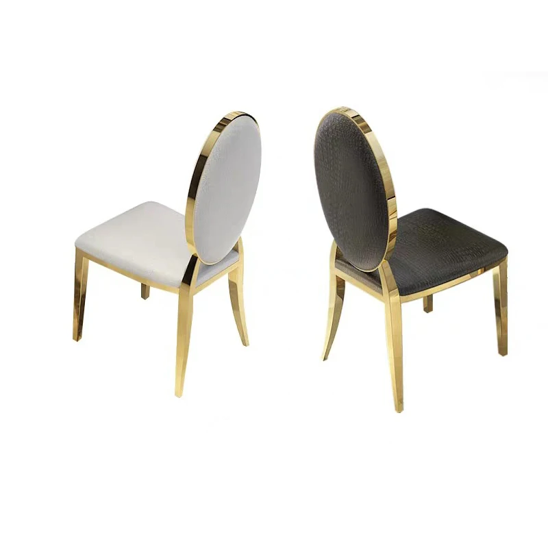 

Nordic Light luxury stainless steel dining chair household high-end net red chair modern simple hotel banquet hall leather cloth