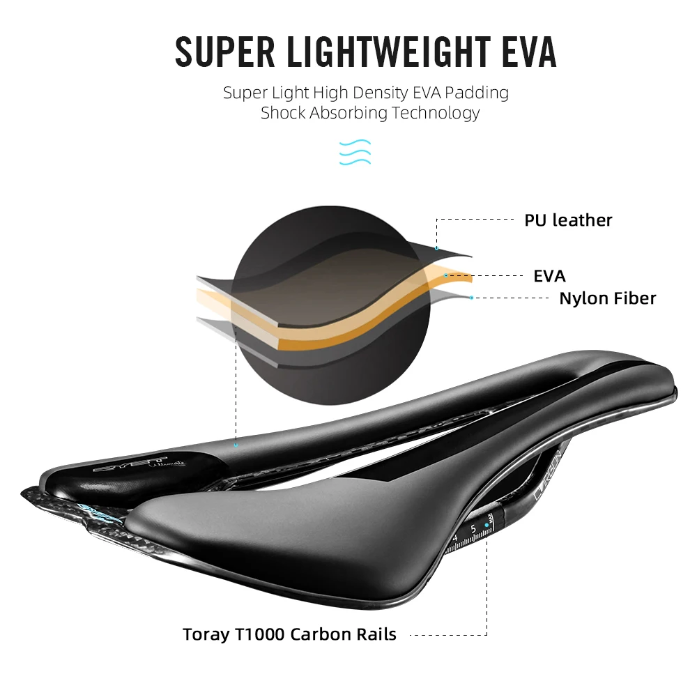 Сверхлегкое велосипедное седло RYET из углеродного волокна с 3D принтом 156 г