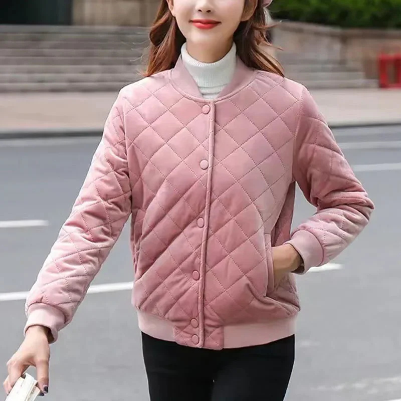 Женские парки теплые утепленные бейсбольные куртки однотонные осенне-зимние