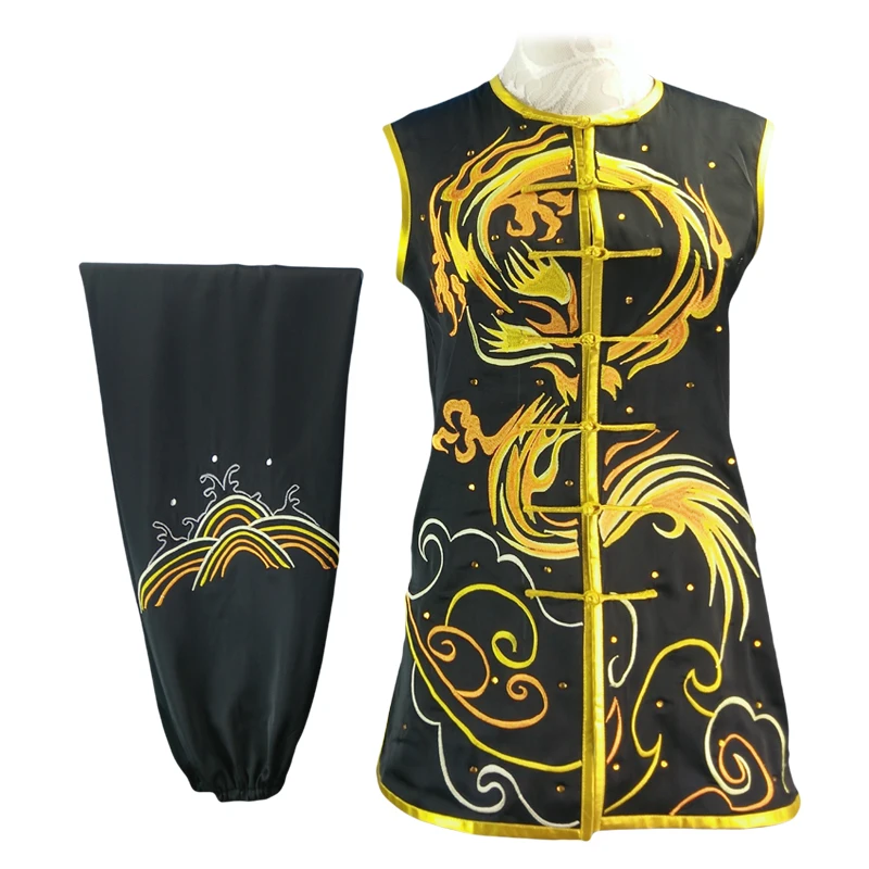 

2022 changquan martial arts show sleeveless costumes adult children men women embroidery dragon patterns customed size