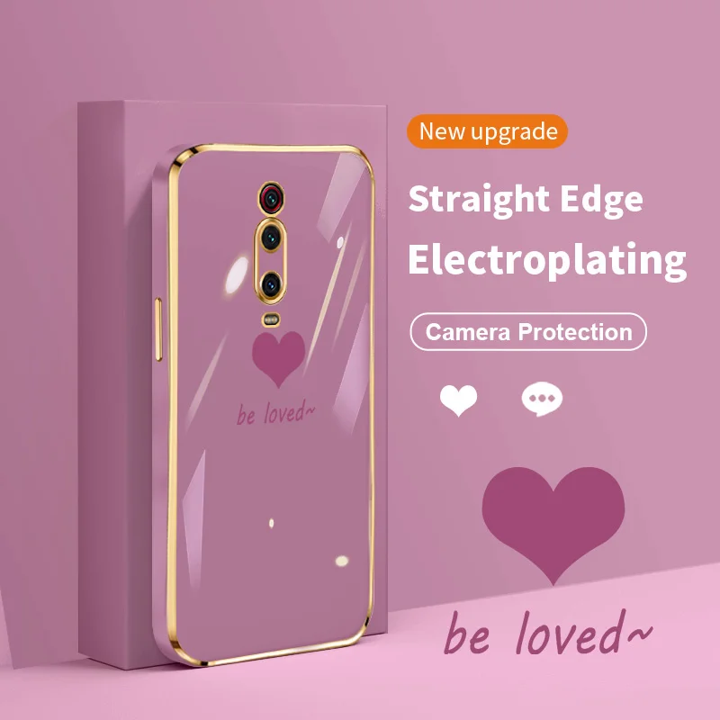 

Love Heart Case for Xiaomi Redmi K20 K20 Pro Premium 9T 9T Pro K30 4G 5G K30i Racing Poco X2 Bumper Electroplated Back Cover
