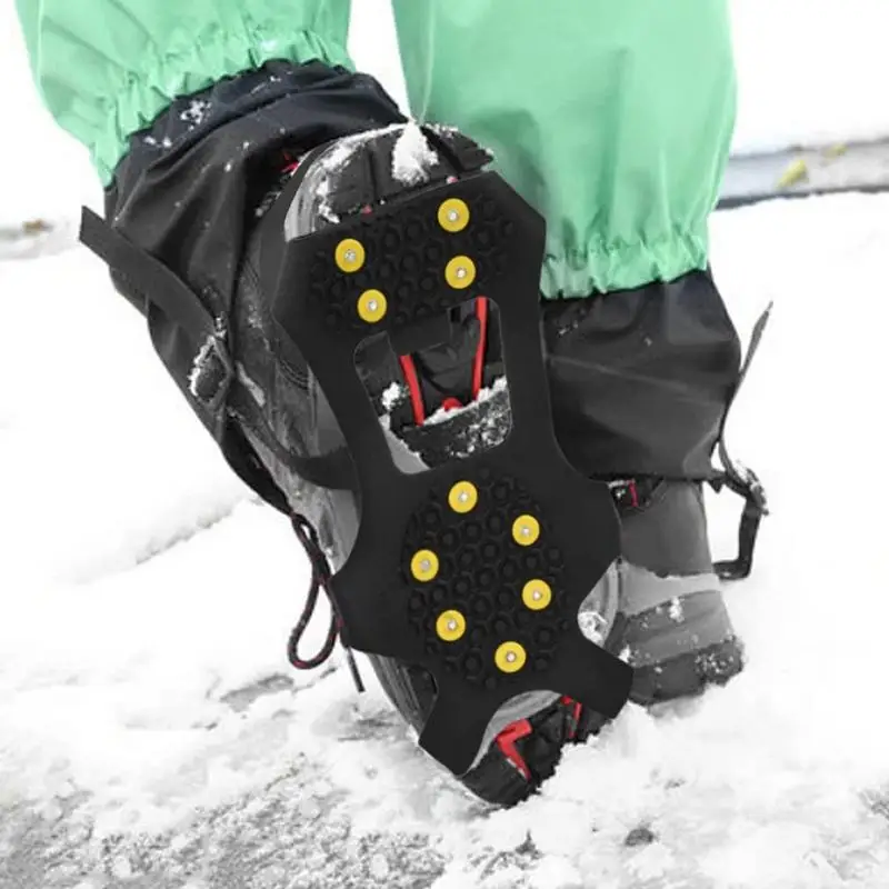 Shoe Spikes Outdoor 10 Teeth Anti-Skid Snow Shoes Cover Ice Snow Grips Silicon Cleats Crampon For Outdoor Ski Ice Snow Walking images - 2