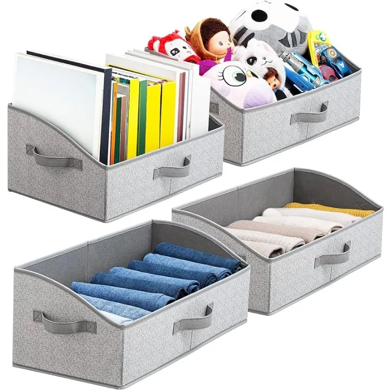 

Bins and Baskets with Handles, Closet Shelf Organizer Bins, Foldable Trapezoid Storage Box for Shelves,Clothes,Baby Toiletry