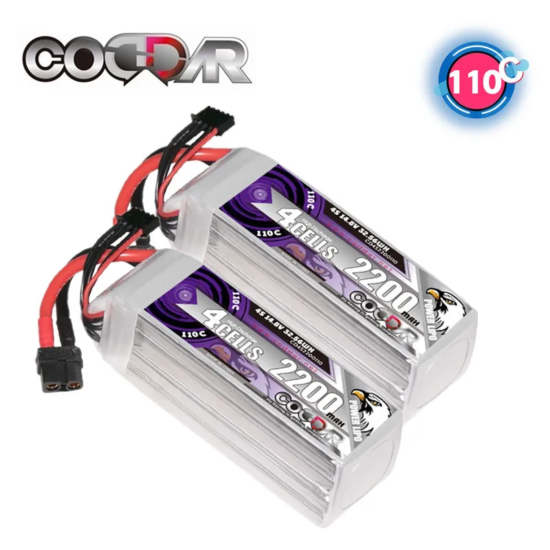 

CODDAR 2200mAh 4S 14.8V 110C 4S1P Lipo Battery With XT60 Plug FPV Drone Power for FPV Frame RC Helicopter Plane Car Accessories