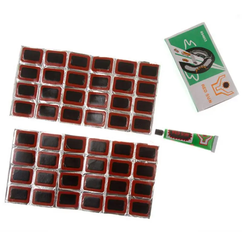 

48 Pcs/24pcs1 Glue Bicycle Bike Tire Tyre Rubber Patch Piece With Glue Cycling Puncture Motorcycle Car Tires Repair Tools