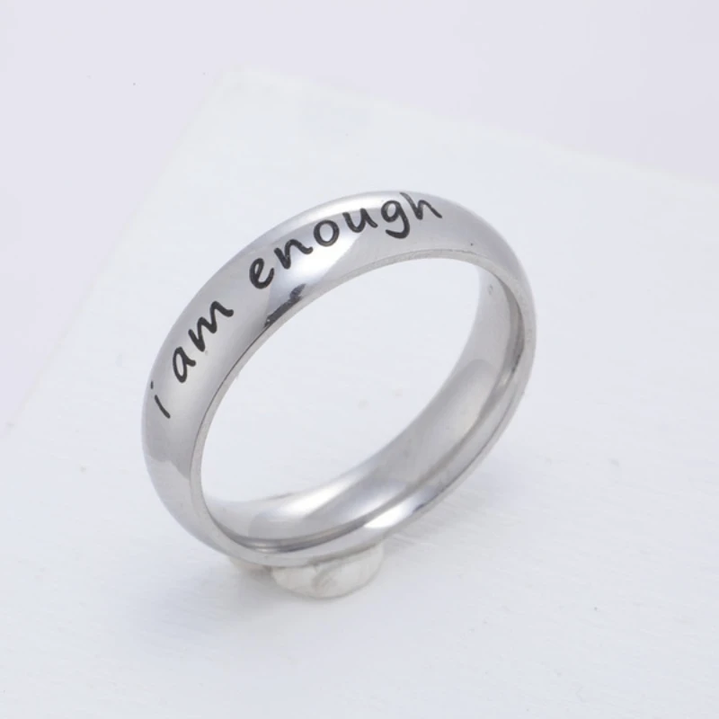 

Fashion English Letter I Am Enough Rings Inspirational Rings Simple Alloy Diy Rings for Women Fashion Couple Rings Jewelry