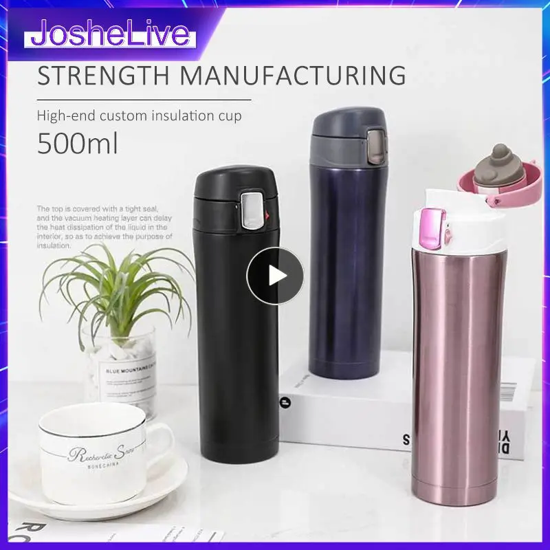 

500ml Thermos Stainless Steel insulated Thermal Cup Bottle Travel Mug Water Vacuum Cup School Home Tea Coffee Drink Bottle Cup