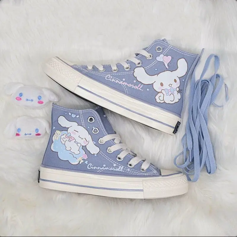 Kawaii Sanrio Cinnamoroll Новинка 2022 аниме мультфильм милые новые высокие холщовые туфли школьная обувь игрушки для девочек подарок (art.: 3920be95afe26) - 3920be95afe26