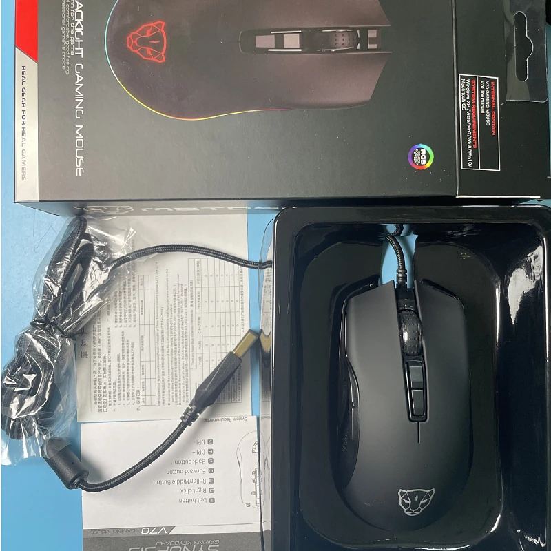 Motospeed V70 оригинальная Оптическая Проводная игровая мышь, RGB подсветка, 6 DPI, регулируемая 4000 USB, компьютер, офис, ноутбук, школа
