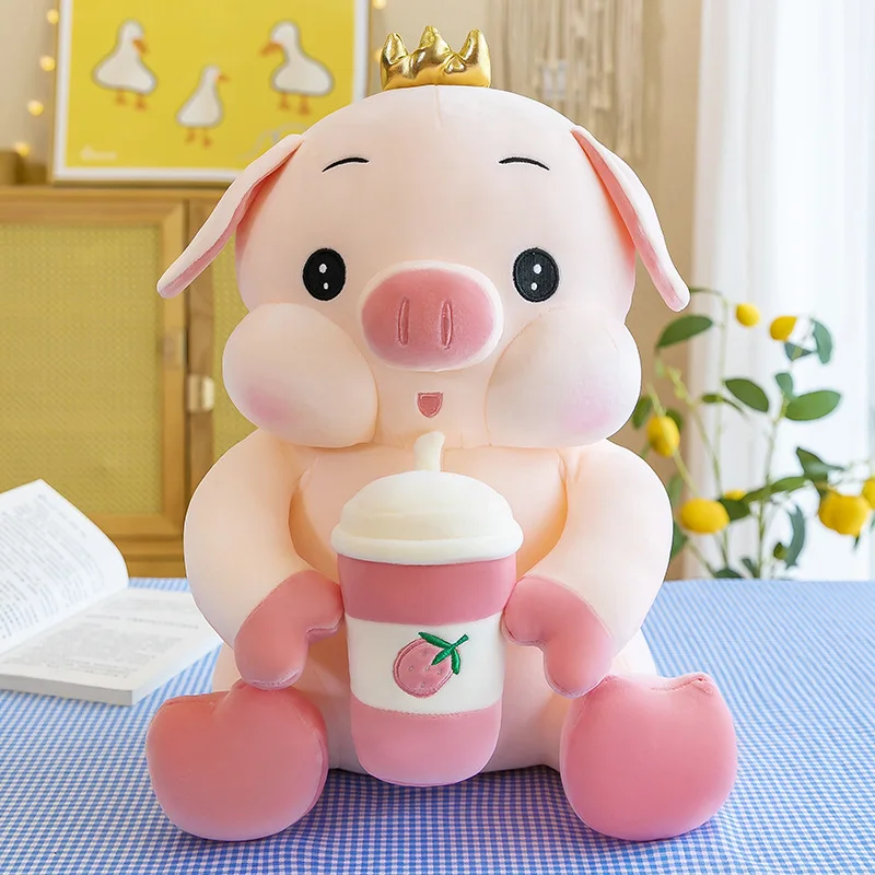 

Zqswkl 40/50/60cm cute crown milk tea angel pig doll pillow hugs plush toy children christmas birthday gift kawaii stuffed toys