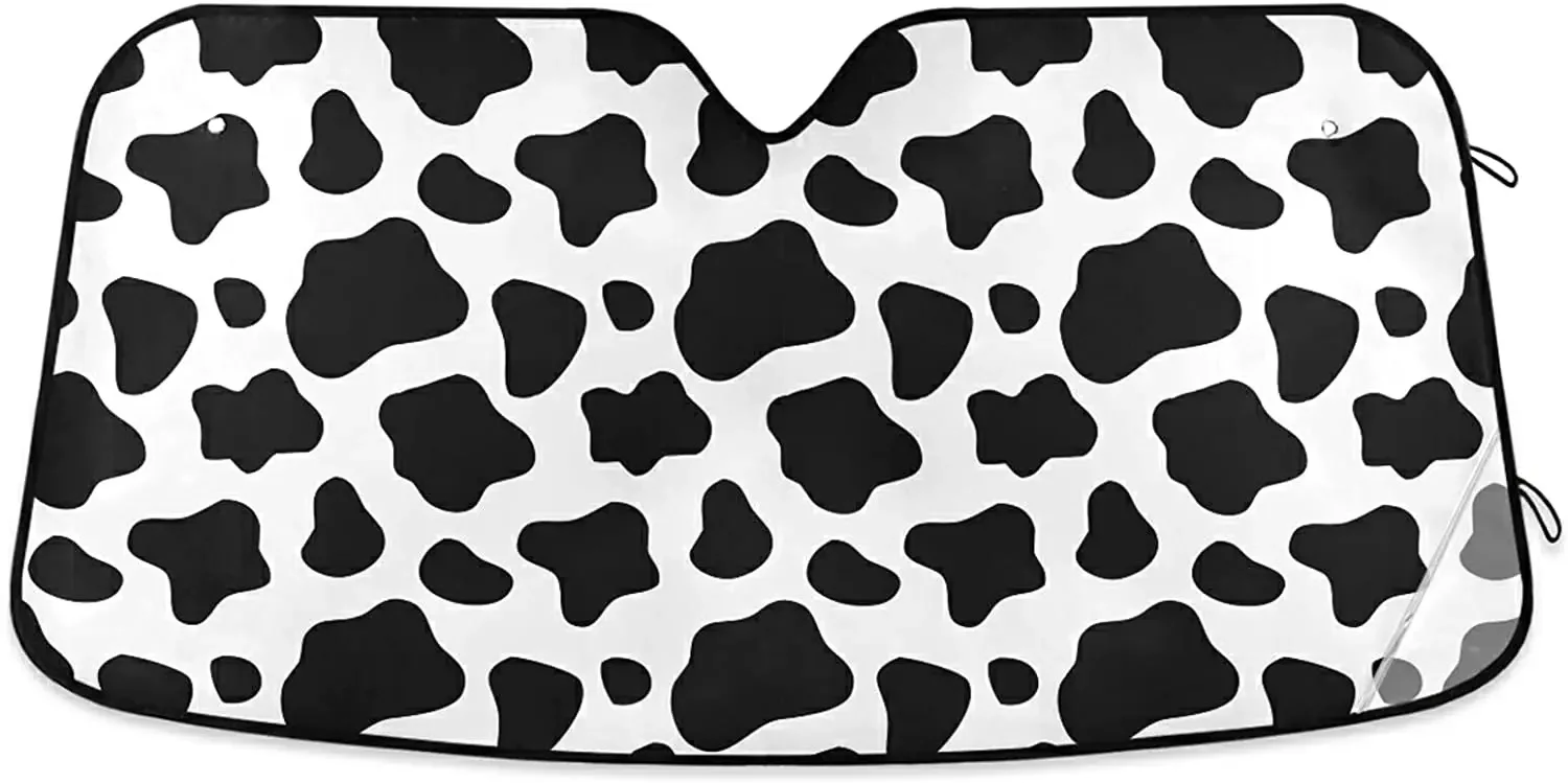 Козырек от солнца ALAZA с черно-белым принтом коровы козырек на лобовое стекло