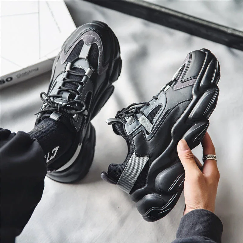 

New Men's Platform Black Sneakers Man Winter Fashion Men Chunky Shoes Trainers Street Style Male Footwear Shoes For Men