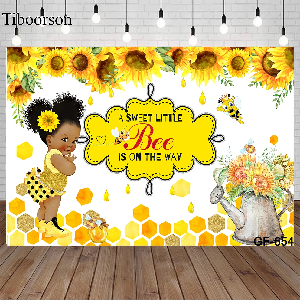 

Sweet Bee Day Photography Backdrop Honey Yellow Sunflowers Newborn Baby Shower Child Birthday Party Background for Photo Studio