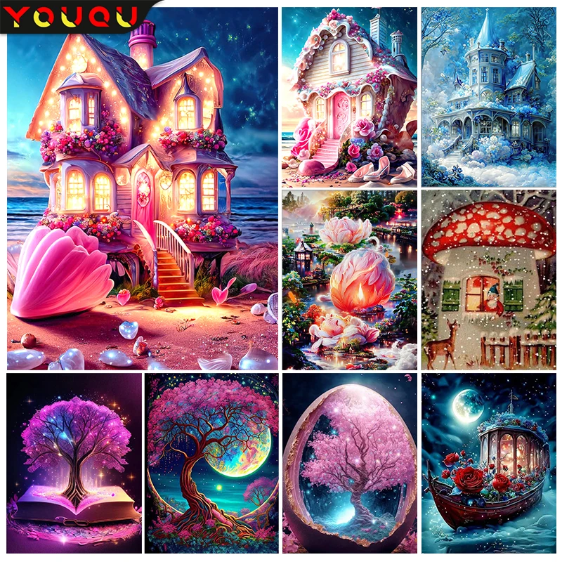 

YOUQU Small Size Diamond Painting Fairy Tale Mosaic Picture Landscape Diamond Embroidery Cross Stitch Home Decoration Gift