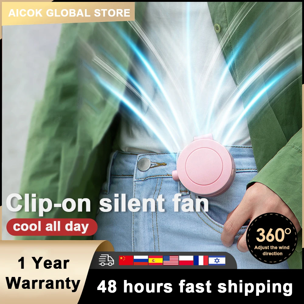 

Small Portable Air Conditioner Handsfree Desktop Fan Portable Mini USB Charging Fan Mute Lazy Leafless Clip Hanging Type 900mAh