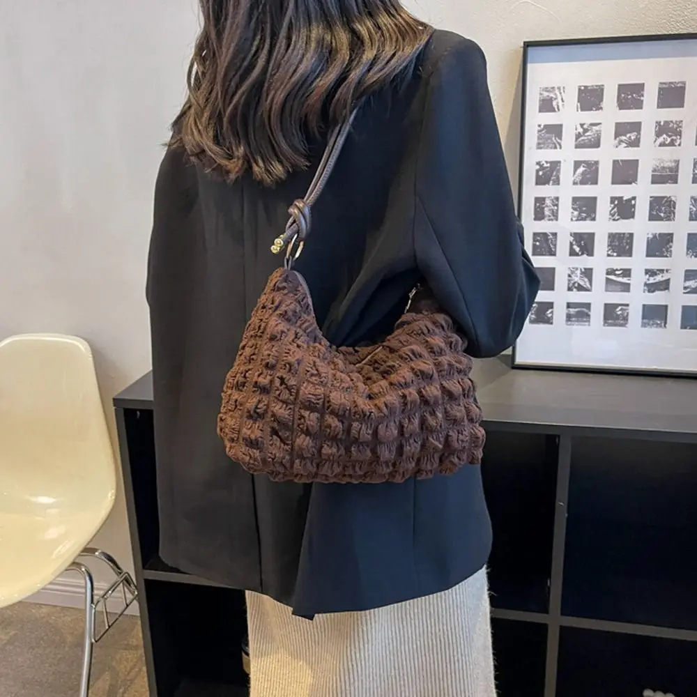 

Lattice Shoulder Bag Elegant Stripe Large Capacity Women's Bags Folded Womens Purse Outdoor