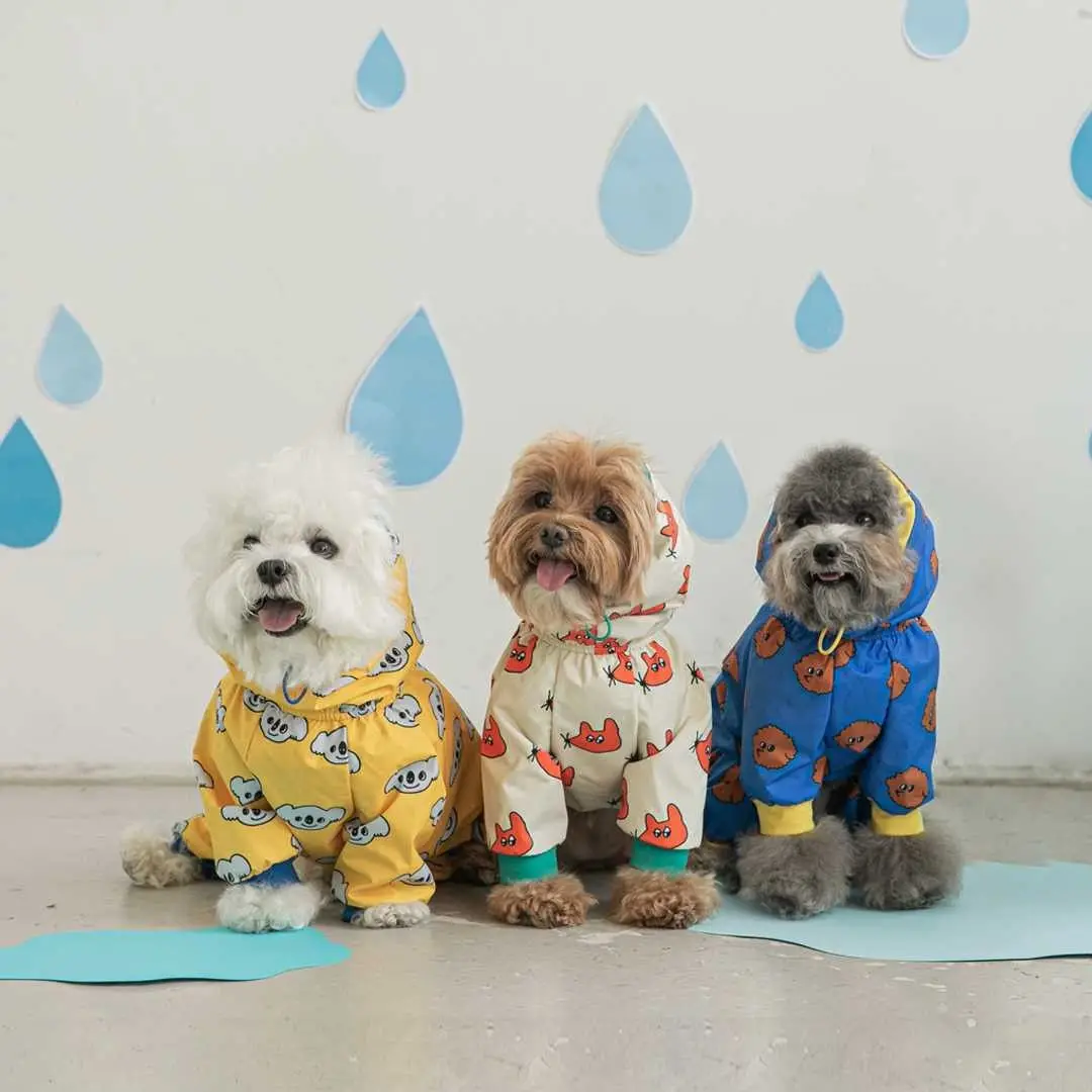 

Cartoon Cute Pet Dog Raincoat Waterproof Rain Clothes Jumpsuit For Big Medium Small Dogs Golden Retriever Outdoor Pet Clothing
