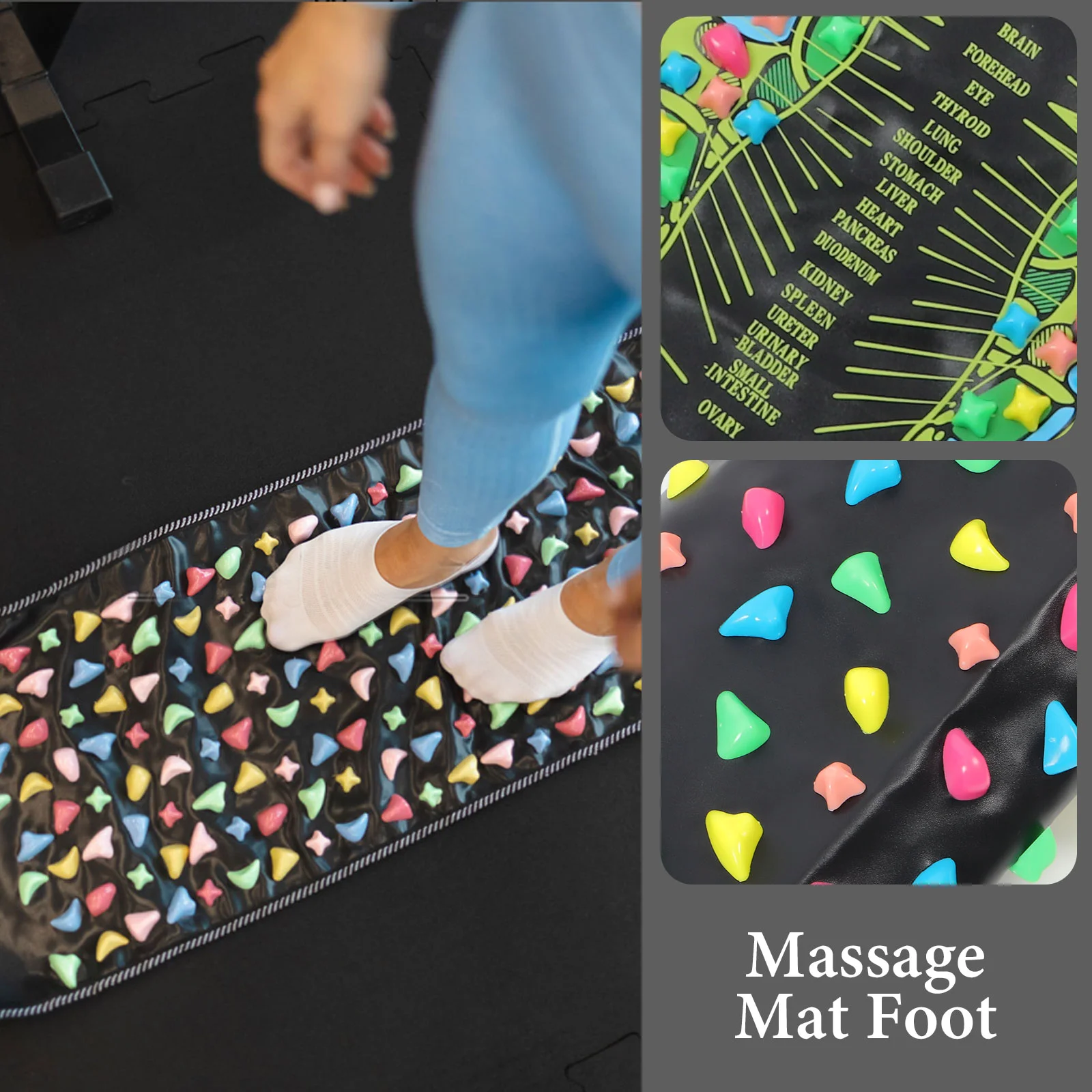 Массажный коврик для ног нескользящий массажный с искусственным булыжником дома