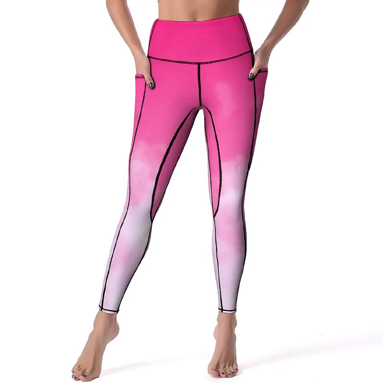 

Soft Cloud Leggings Sexy Pink Sky Print Push Up Yoga Pants Casual Stretch Leggins Women Design Workout Sports Tights