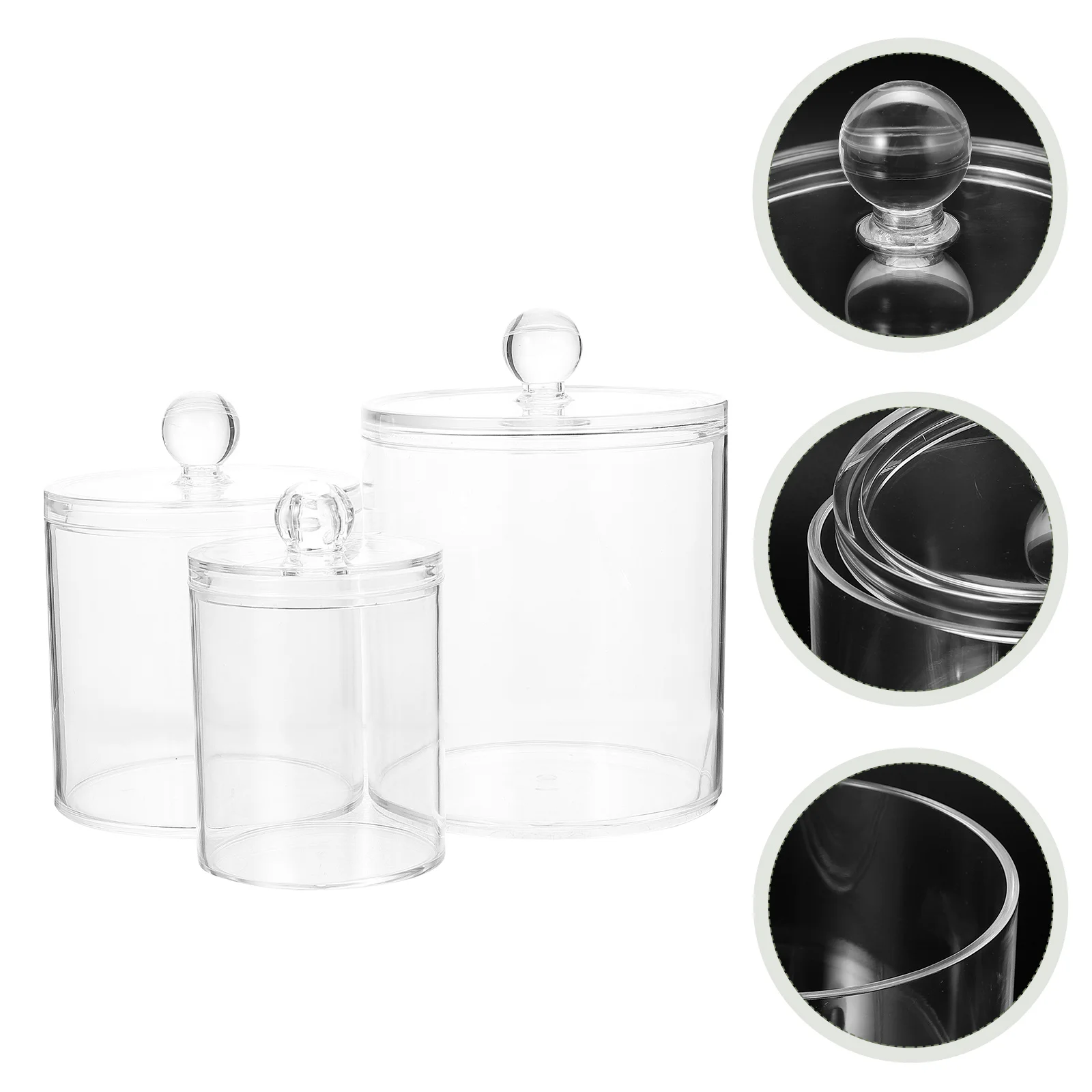 

Cotton Box Holder Apothecary Storage Swab Organizer Makeup Pad Jar Pads Bathroom Jars Container Dispenser Round Qtip Clear Swabs
