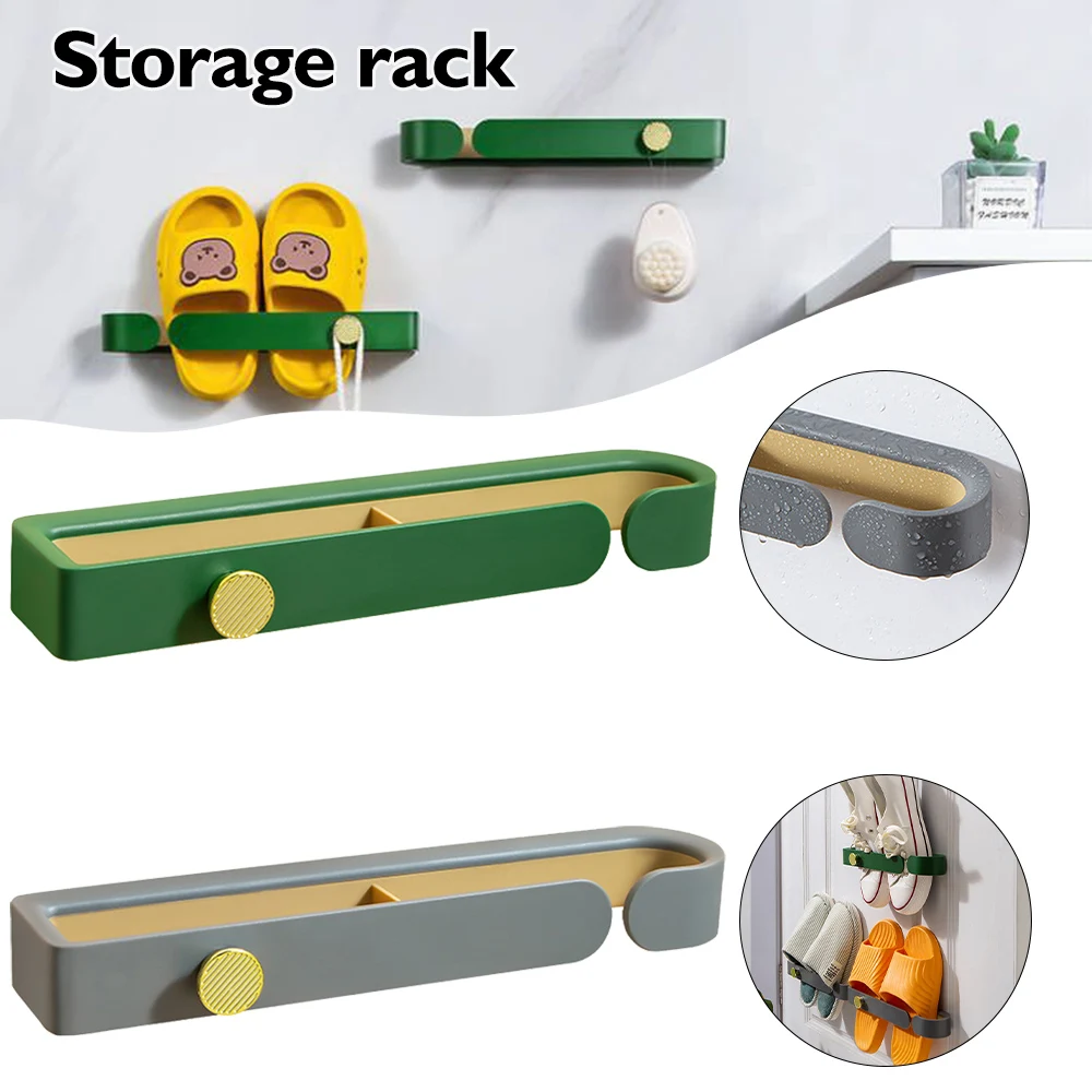 

Punch-Free Wall Mounted Slippers Holder Rack Adhesive Hanging Shoes Organizer with Hanger for Door Shoe Racks SCVD889