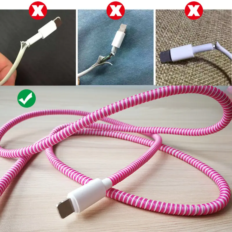 1.4m Color phone Wire Cord Rope Protecto Anti-break spring protection rope for USB Charging Cable earphone Data Bobbin Winder