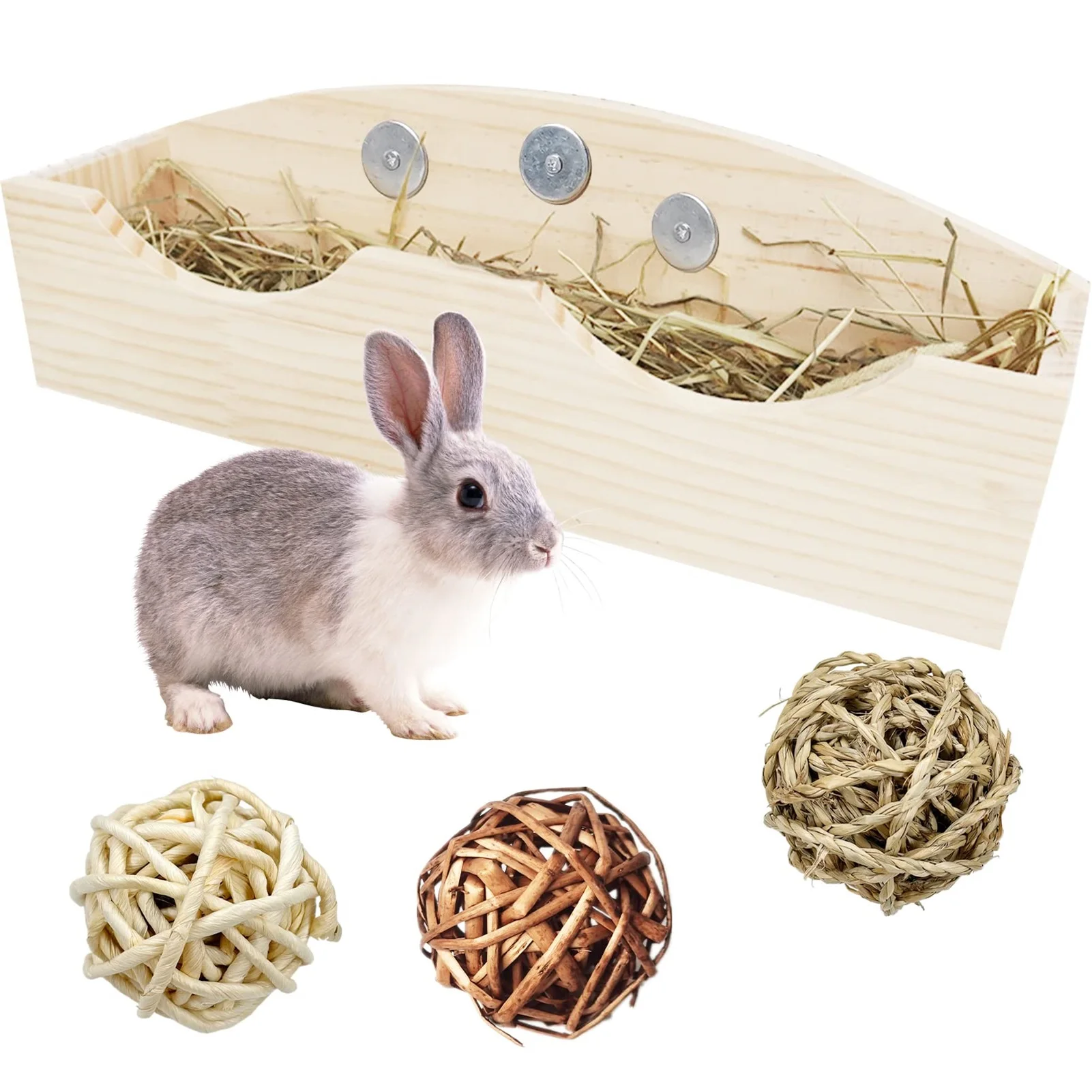 Деревянная подставка для кролика, натуральная деревянная подставка для травы, еды, кролика, корма, держатель для травы, дозатор сена 16,1x4,1x3