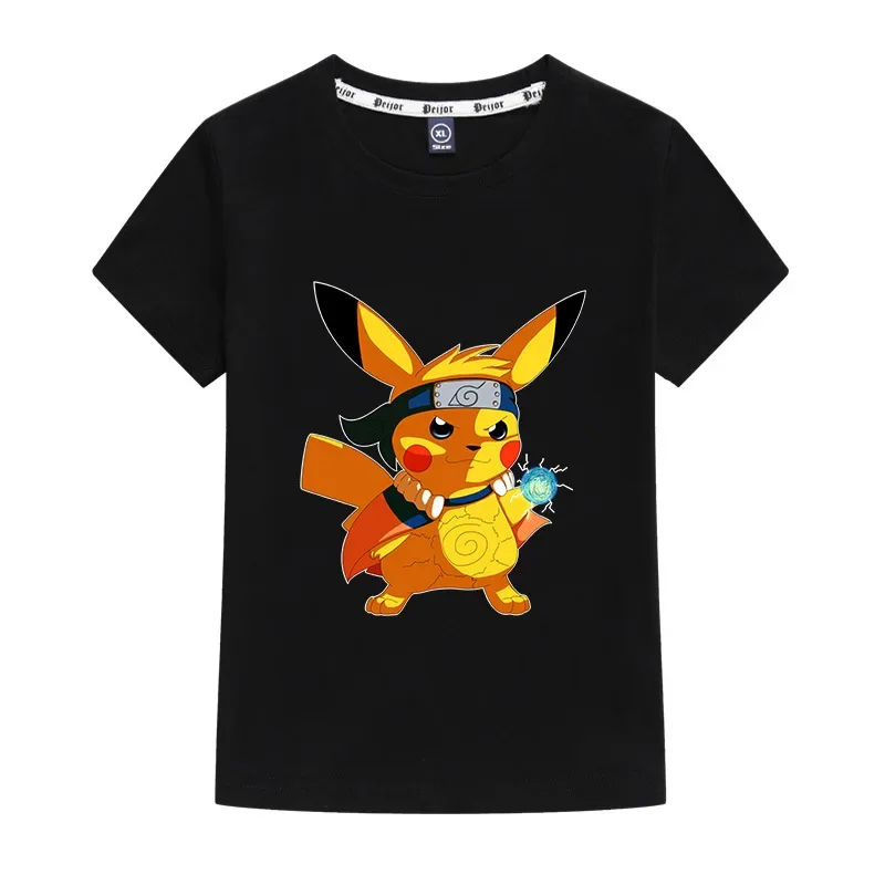 

New Pikachu Game Animation Peripheral Children's T-shirt Combed Cotton Children's Short-sleeved Cartoon Printed Clothes