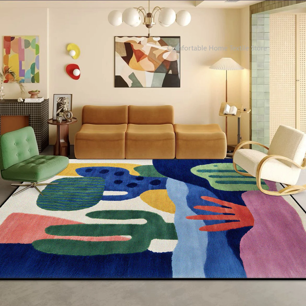 

Абстрактный ковер из полиэстера для гостиной