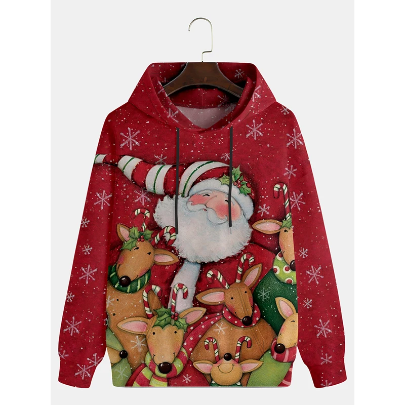 

Рождественская Повседневная модная толстовка унисекс с принтом Санты Badassdude