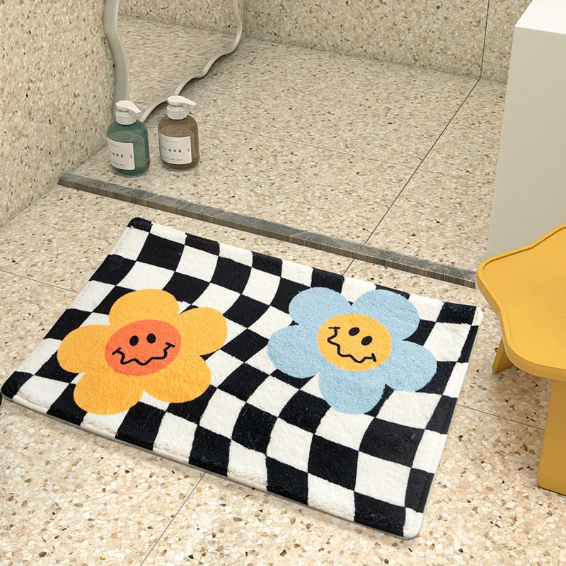

Non Slip Mat Water Absorbing Mat At The Bathroom, Door Mat At The Door Footmat At The Bedroom Checkerboard Carpet