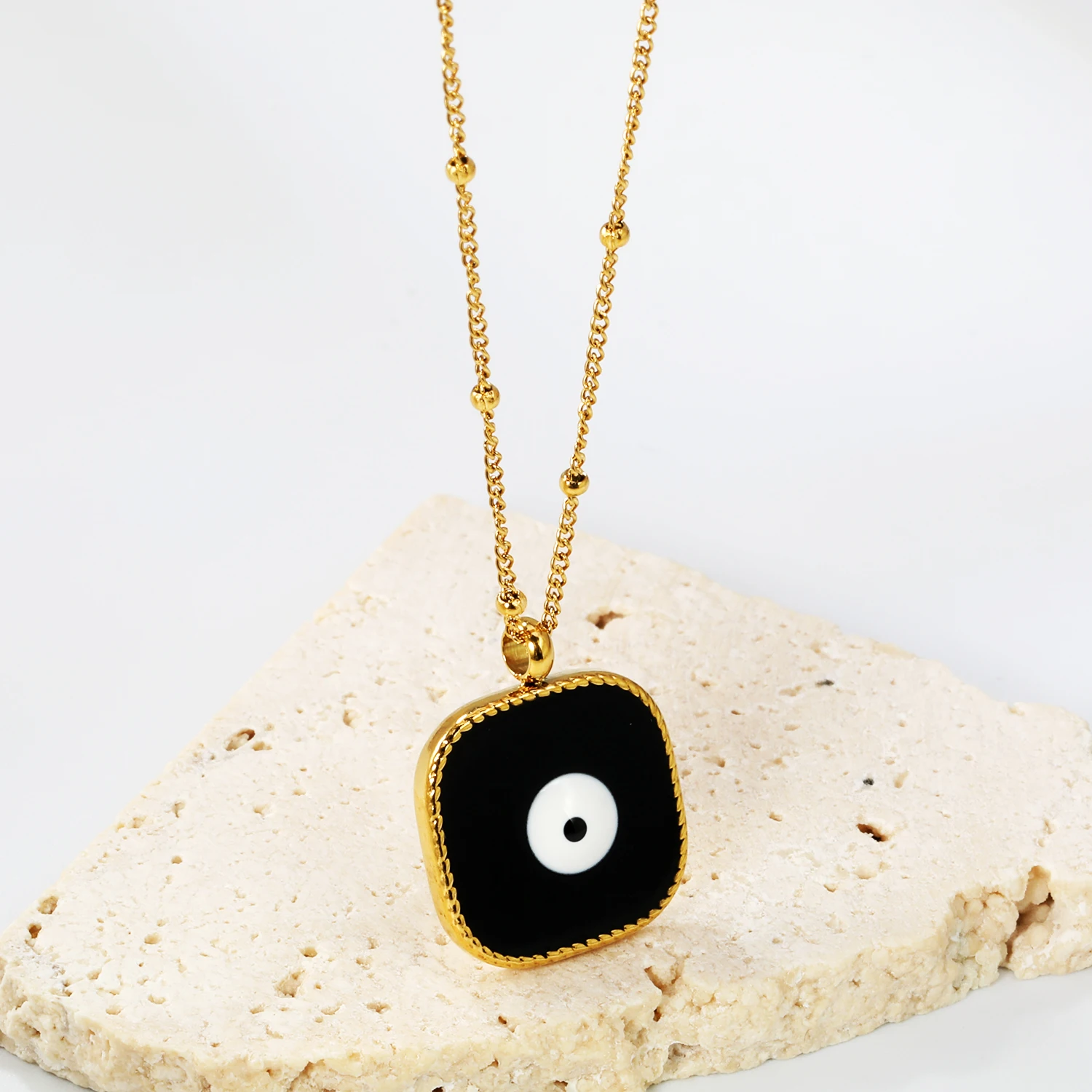 LUXUSTEEL красочное ожерелье с подвеской для женщин квадратная капельная масляная