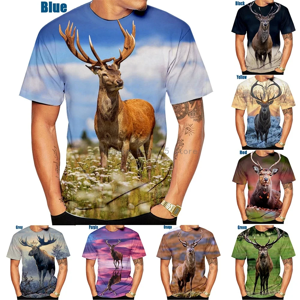

New funny tshirts animal Deer men/women 3D print t-shirts casual Short sleeve Harajuku style tshirt streetwear summer tops