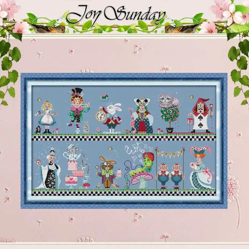 Alice in Wonderland Patterns Counted Cross Stitch Set DIY Wholesale 11CT 14CT Stamped DMC Cross-stitch Kit Embroidery Needlework