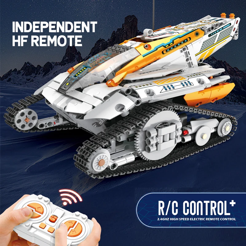 Технический РК противовоздушная пушка космического блока строительства, дистанционное управление, гусеничное акробатическое транспортное средство, наборы кирпичей, игрушки для детей, подарки для мальчиков.