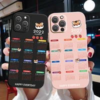 2022 calendar case for iphone 13 12 mini 11 pro max x xr xs max tiger clear lens protection back cover for iphone 8 7 plus se 2