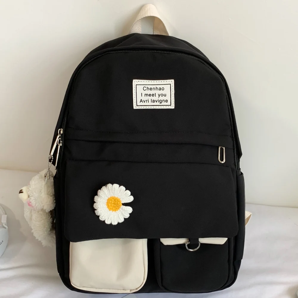 

Рюкзак для книг в стиле Харадзюку с цветами, милый школьный ранец, дамские сумочки, модные студенческие милые нейлоновые модные женские сумки для колледжа