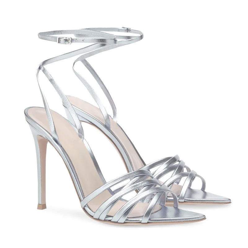 

Women Stiletto Thin High Heel Buckle Ankle Strap Sandal Sexy Bridal Evening Party Dress Shoe Fashion Summer Lady Sandal 8-CHC-15