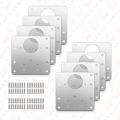 KAK 8 pezzi Piastra di riparazione cerniera Kit staffa piastra di fissaggio cerniera per armadio in acciaio inossidabile spazzolato con viti di montaggio Ferramenta per porta