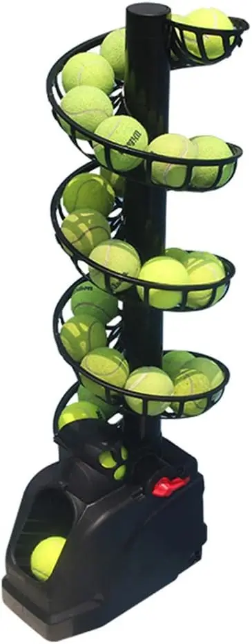 

Machine Tennis Serving Machine Lightweight Tennis Toss Machine Plug in/Batteries 30 Balls