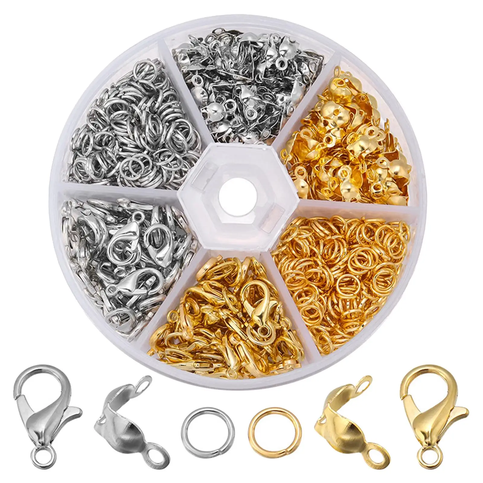 450x Jump Rings Split Lobster Clasps Hooks Jewelry Making for DIY | Findings & Components
