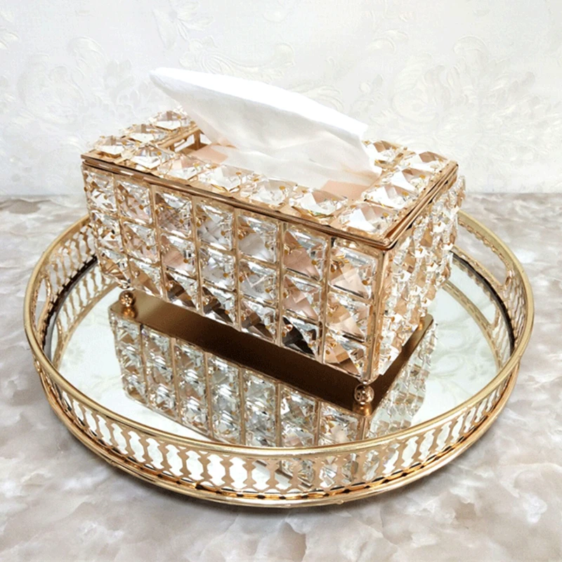 

Crystal tissue box, drawer, creative napkin drawer For living room storage box, model room, car home
