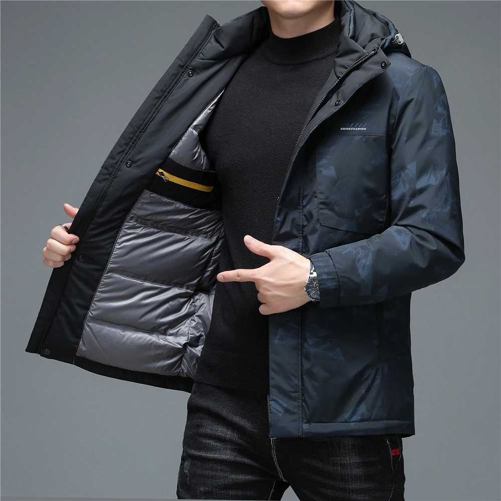 COODRONY Brand 90% White Duck Down Jackets Winter New Arrival Men Clothing Thick Warm Hooded Coat Fashion Big Pocket Parka Z8154